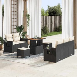 Sonata H Градински Софа Комплект 8 pcs Черно и кремаво 90 x 55 x 71 cm - Градински Дивани и Пейки