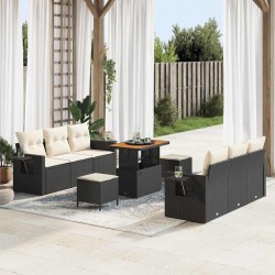 Sonata H Градински Софа Комплект 9 pcs Черно и кремаво 90 x 55 x 71 cm - Градински Дивани и Пейки
