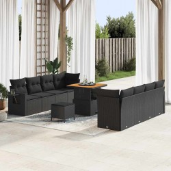 Sonata H Градински Софа Комплект 11 pcs Черно 80 x 80 x 71 cm - Градински Дивани и Пейки