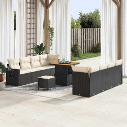 Sonata H Градински Софа Комплект 11 pcs Черно и кремаво 80 x 80 x 71 cm - Градински Дивани и Пейки
