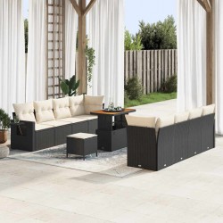 Sonata H Градински Софа Комплект 11 pcs Черно и кремаво 90 x 55 x 71 cm - Градински Дивани и Пейки