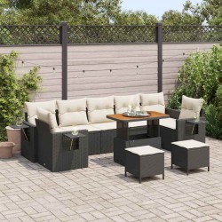 Sonata H Градински Софа Комплект 10 pcs Черно и кремаво 90 x 55 x 71 cm - Градински Дивани и Пейки