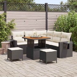 Sonata H Градински Софа Комплект 8 pcs Черно и кремаво 80 x 80 x 71 cm - Градински Дивани и Пейки