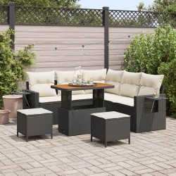 Sonata H Градински Софа Комплект 8 pcs Черно и кремаво 90 x 55 x 71 cm - Градински Дивани и Пейки