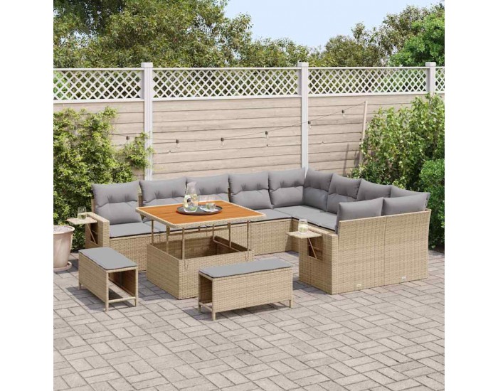 Sonata H Градински Софа Комплект 12 pcs бежово и светлосиво