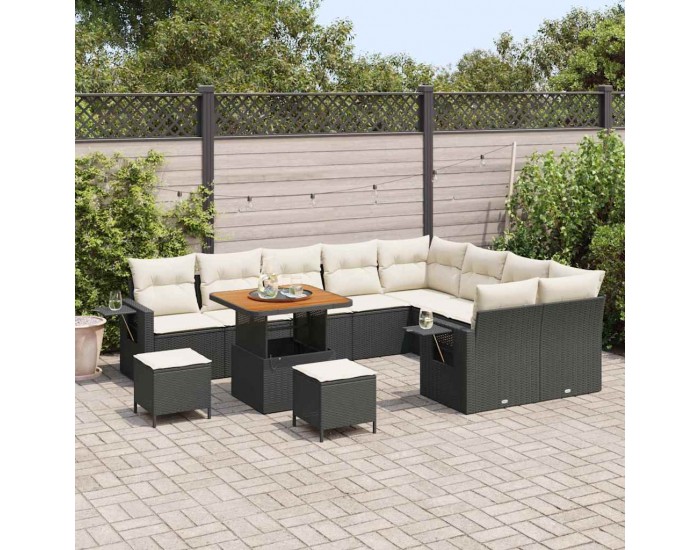 Sonata H Градински Софа Комплект 12 pcs Черно и кремаво 80 x 80 x 71 cm