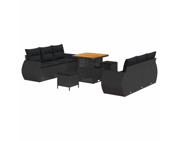 Sonata H Градински Софа Комплект 9 pcs Черно 80 x 80 x 71 cm