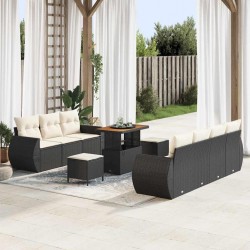 Sonata H Градински Софа Комплект 10 pcs Черно и кремаво 90 x 55 x 71 cm - Градински Дивани и Пейки