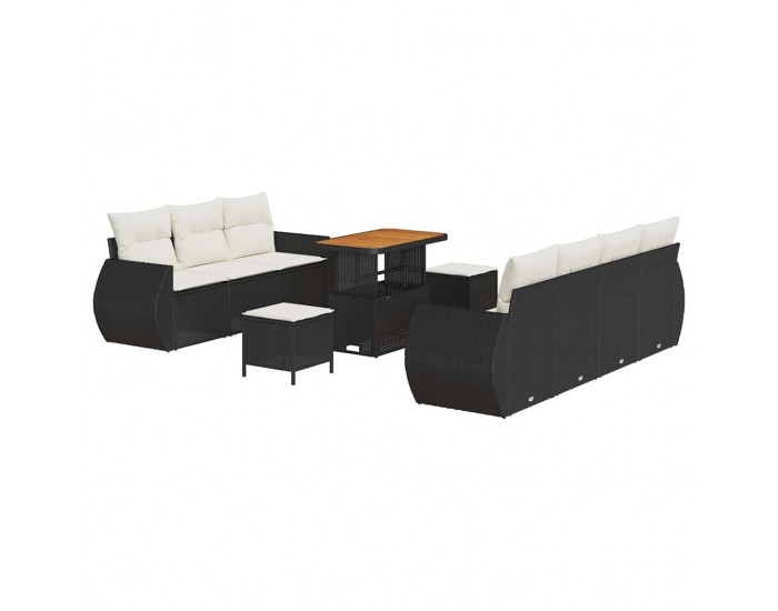 Sonata H Градински Софа Комплект 10 pcs Черно и кремаво 90 x 55 x 71 cm