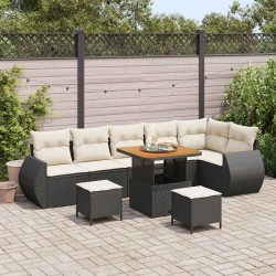 Sonata H Градински Софа Комплект 9 pcs Черно и кремаво 80 x 80 x 71 cm - Градински Дивани и Пейки