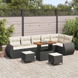 Sonata H Градински Софа Комплект 9 pcs Черно и кремаво 90 x 55 x 71 cm - Градински Дивани и Пейки