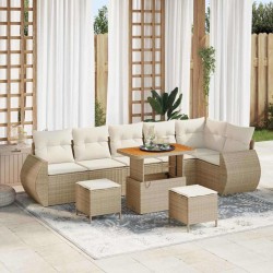Sonata H Градински Софа Комплект 9 pcs бежово и кремаво 90 x 55 x 71 cm - Градински Дивани и Пейки