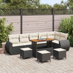 Sonata H Градински Софа Комплект 10 pcs Черно и кремаво 110 x 55 x 71 см - Градински Дивани и Пейки