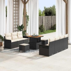 Sonata H Градински Софа Комплект 10 pcs Черен и кремав 80 x 80 x 71 cm - Градински Дивани и Пейки