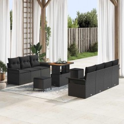 Sonata H Градински Софа Комплект 10 pcs Черно 90 x 55 x 71 cm - Градински Дивани и Пейки
