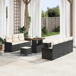 Sonata H Градински Софа Комплект 10 pcs Черен и кремав 90 x 55 x 71 cm - Градински Дивани и Пейки