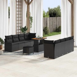 Sonata H Градински Софа Комплект 11 pcs Черно 90 x 55 x 71 cm - Градински Дивани и Пейки