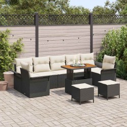 Sonata H Градински Софа Комплект 10 pcs Черен и кремав 90 x 55 x 71 cm - Градински Дивани и Пейки