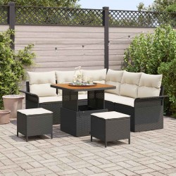 Sonata H Градински Софа Комплект 8 pcs Черен и кремав 80 x 80 x 71 cm - Градински Дивани и Пейки