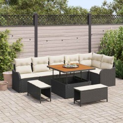 Sonata H Градински Софа Комплект 9 pcs Черен и кремав 100 x 100 x 71 cm - Градински Дивани и Пейки