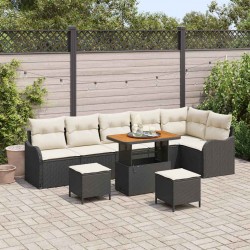Sonata H Градински Софа Комплект 9 pcs Черен и кремав 90 x 55 x 71 cm - Градински Дивани и Пейки