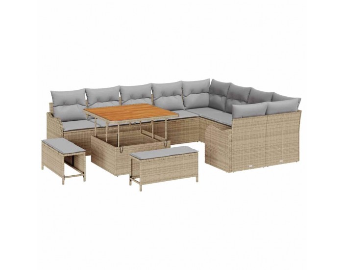 Sonata H Градински Софа Комплект с възглавница 12 pcs Бежов и Светло Сив