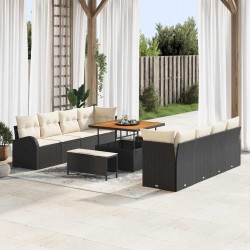 Sonata H Градински Софа Комплект 11 pcs Черен и кремав 100 x 100 x 71 cm - Градински Дивани и Пейки