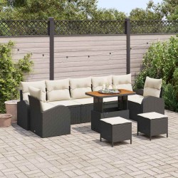 Sonata H Градински Софа Комплект 10 pcs Черен и кремав 90 x 55 x 71 cm - Градински Дивани и Пейки
