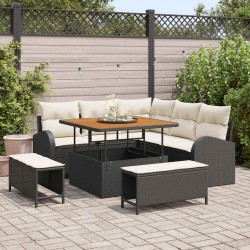 Sonata H Градински Софа Комплект 8 pcs Черен, Крем 100 x 100 x 71 cm - Градински Дивани и Пейки