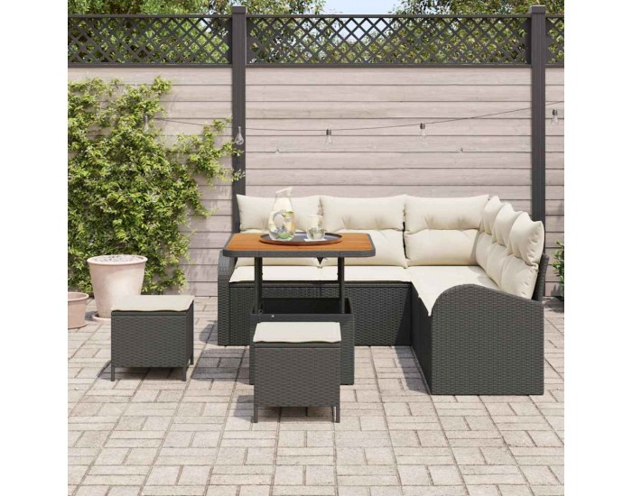Sonata H Градински Софа Комплект 8 pcs Черен, Крем 80 x 80 x 71 cm