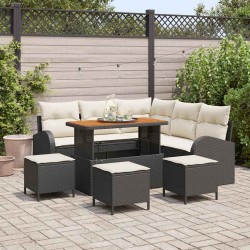 Sonata H Градински Софа Комплект 9 pcs Черен, Крем 110 x 55 x 71 см - Градински Дивани и Пейки