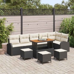 Sonata H Градински Софа Комплект 10 pcs Черен и кремав 110 x 55 x 71 см - Градински Дивани и Пейки