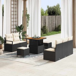 Sonata H Градински Софа Комплект 8 pcs Черен и кремав 80 x 80 x 71 cm - Градински Дивани и Пейки