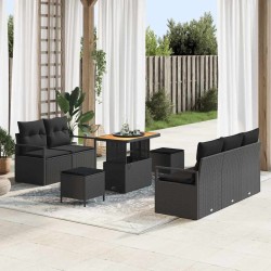 Sonata H Градински Софа Комплект 8 pcs Черно 90 x 55 x 71 cm - Градински Дивани и Пейки