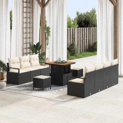 Sonata H Градински Софа Комплект 10 pcs Черен и кремав 80 x 80 x 71 cm - Градински Дивани и Пейки