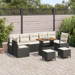 Sonata H Градински Софа Комплект 10 pcs Черен и кремав 90 x 55 x 71 cm - Градински Дивани и Пейки