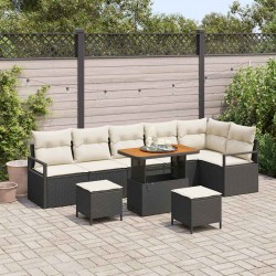 Sonata H Градински Софа Комплект 9 pcs Черен и кремав 90 x 55 x 71 cm - Градински Дивани и Пейки
