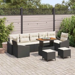 Sonata H Градински Софа Комплект 10 pcs Черен и кремав 90 x 55 x 71 cm - Градински Дивани и Пейки