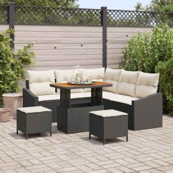 Sonata H Градински Софа Комплект 8 pcs Черен и кремав 90 x 55 x 71 cm - Градински Дивани и Пейки