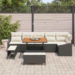 Sonata H Градински Софа Комплект 9 pcs Черен и кремав 100 x 100 x 71 cm - Градински Дивани и Пейки
