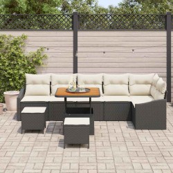 Sonata H Градински Софа Комплект 9 pcs Черен и кремав 80 x 80 x 71 cm - Градински Дивани и Пейки