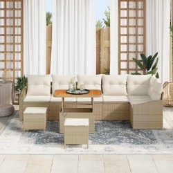 Sonata H Градински Софа Комплект 9 pcs Бежов и кремав 90 x 55 x 71 cm - Градински Дивани и Пейки
