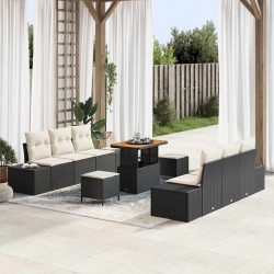 Sonata H Градински Софа Комплект 9 pcs Черен и кремав 90 x 55 x 71 cm - Градински Дивани и Пейки