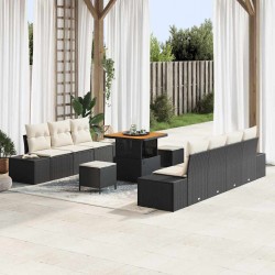 Sonata H Градински Софа Комплект 10 pcs Черен и кремав 80 x 80 x 71 cm - Градински Дивани и Пейки