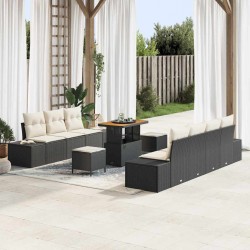 Sonata H Градински Софа Комплект 10 pcs Черен и кремав 90 x 55 x 71 cm - Градински Дивани и Пейки