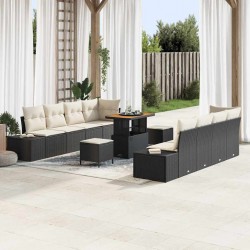 Sonata H Градински Софа Комплект 11 pcs Черен и кремав 90 x 55 x 71 cm - Градински Дивани и Пейки