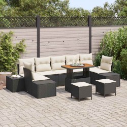 Sonata H Градински Софа Комплект 10 pcs Черен и кремав 90 x 55 x 71 cm - Градински Дивани и Пейки
