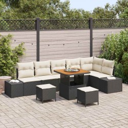Sonata H Градински Софа Комплект 9 pcs Черен и кремав 80 x 80 x 71 cm - Градински Дивани и Пейки