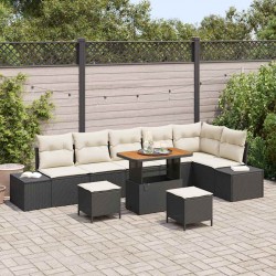 Sonata H Градински Софа Комплект 9 pcs Черен и кремав 90 x 55 x 71 cm - Градински Дивани и Пейки