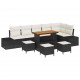 Sonata H Градински Софа Комплект 9 pcs Черен и кремав 110 x 55 x 71 см